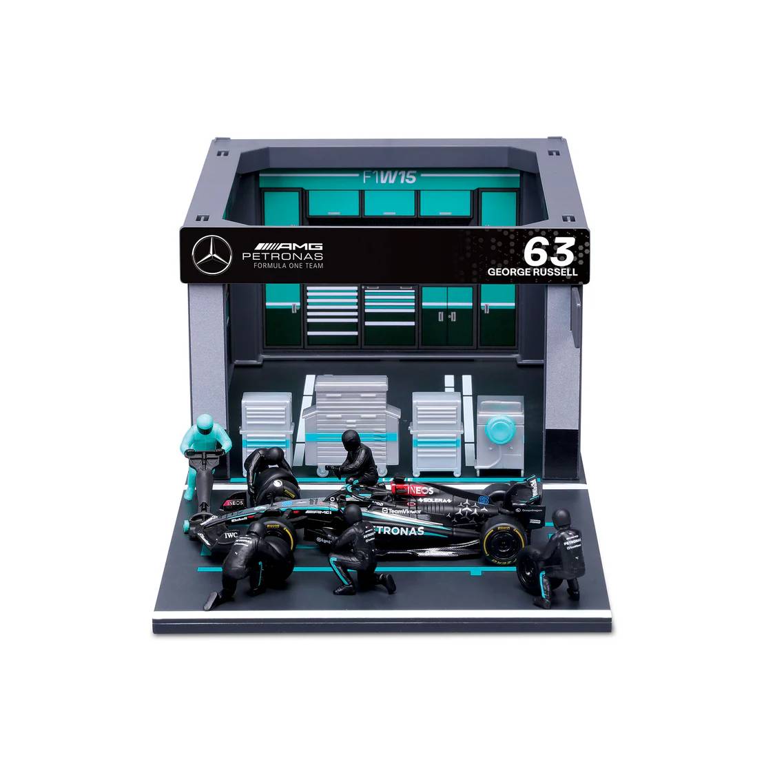 Bburago 1:43 F1 Mercedes Amg W15 2024 Pit Pass Diorama Russell