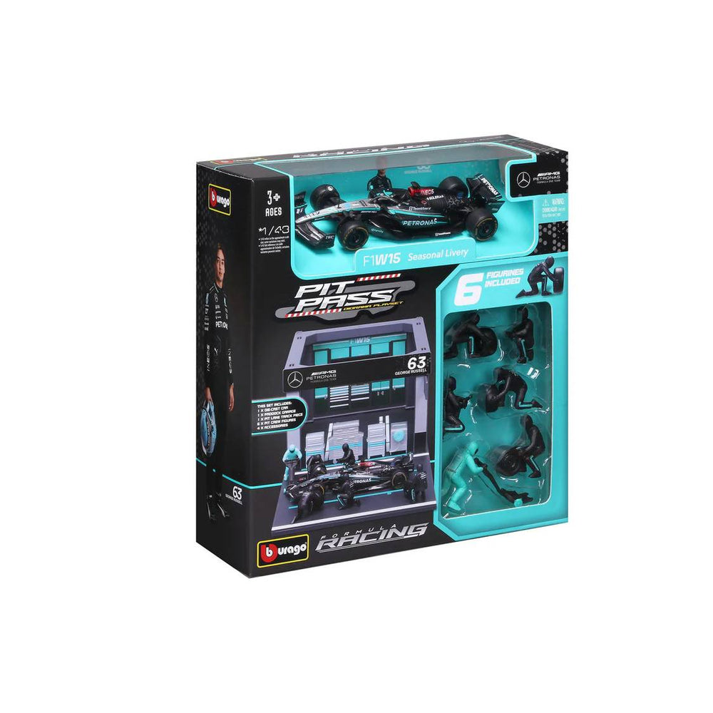 Bburago 1:43 F1 Mercedes Amg W15 2024 Pit Pass Diorama Russell