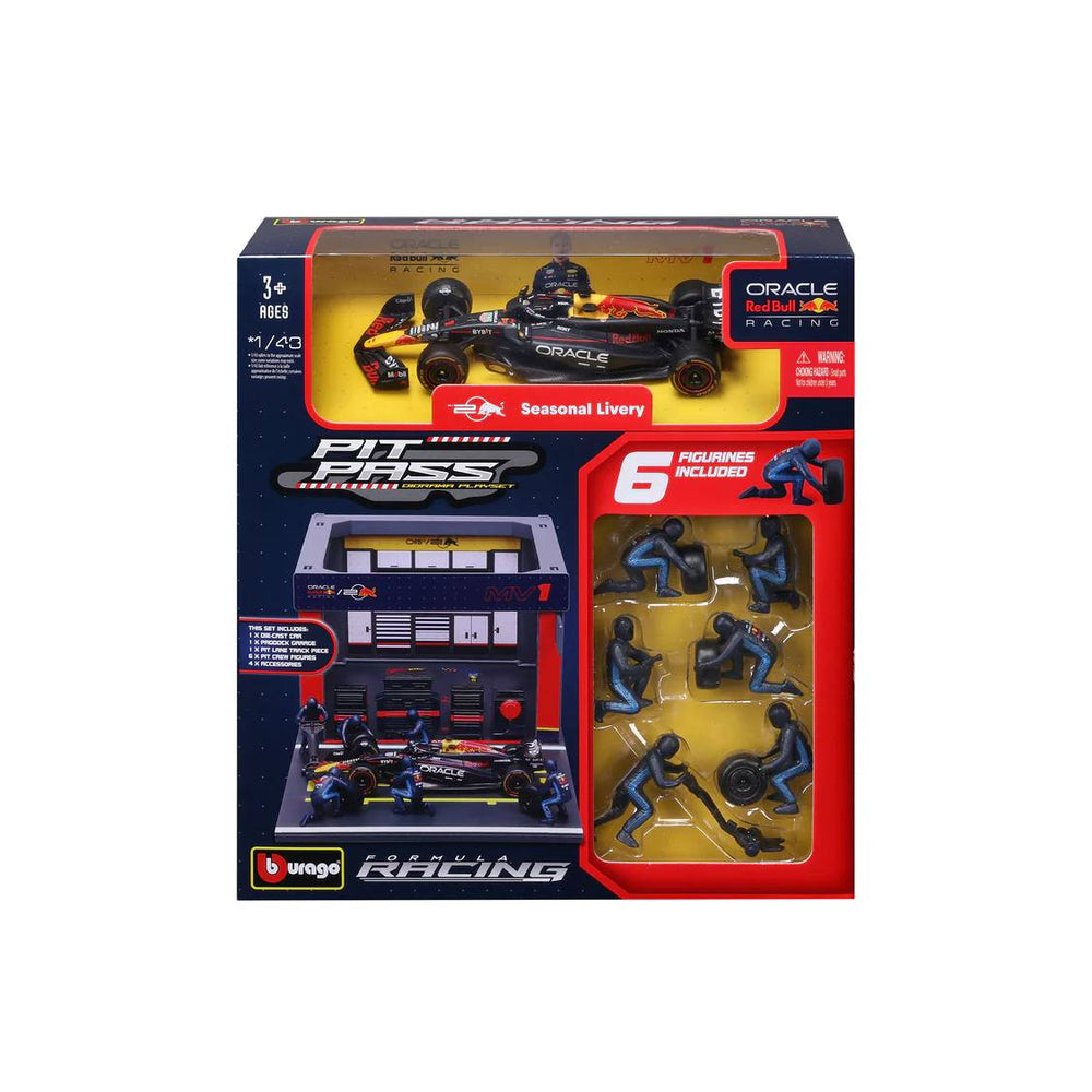 Bburago 1:43 F1 Red Bull Racing Rb20 2024 Pit Pass Diorama Verstappen