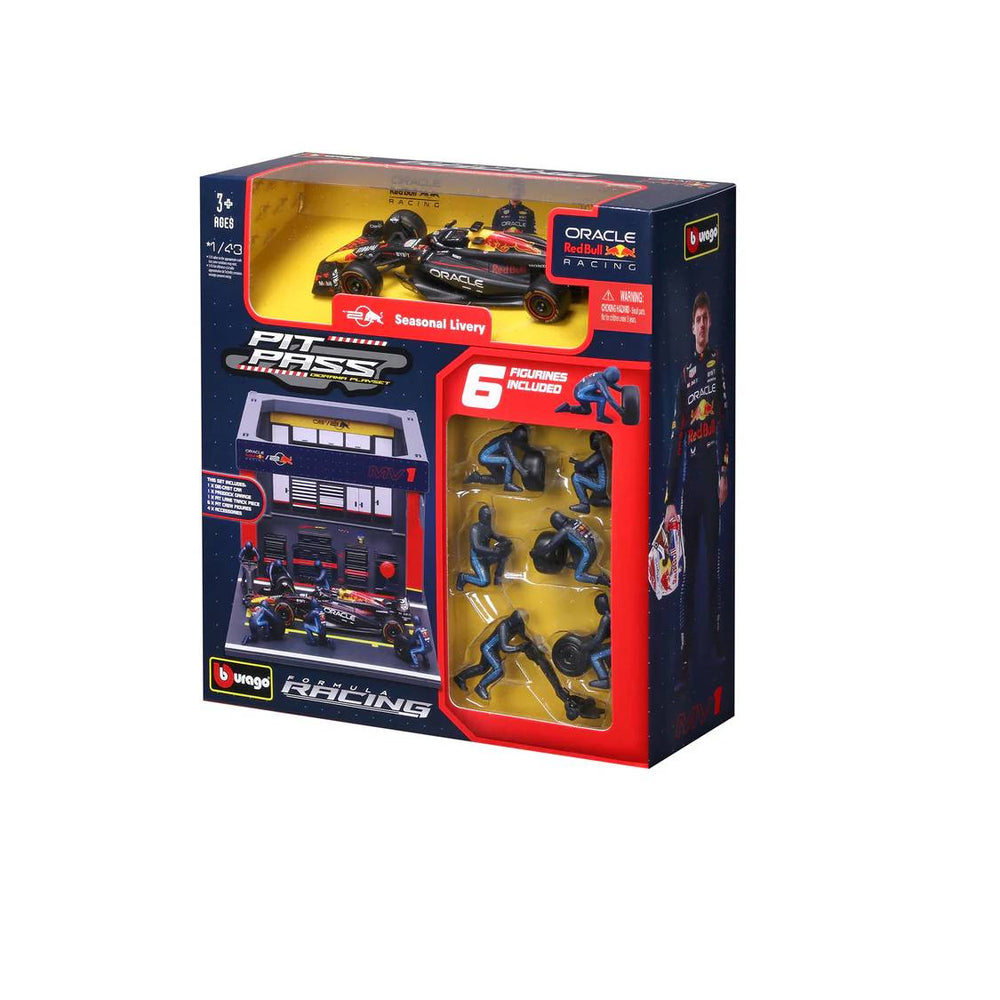 Bburago 1:43 F1 Red Bull Racing Rb20 2024 Pit Pass Diorama Verstappen