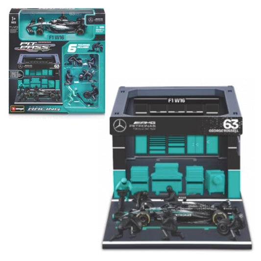 Bburago F1 Mercedes AMG W16 2025 Pit Pass Diorama George Russell 1:43 B18-38458R