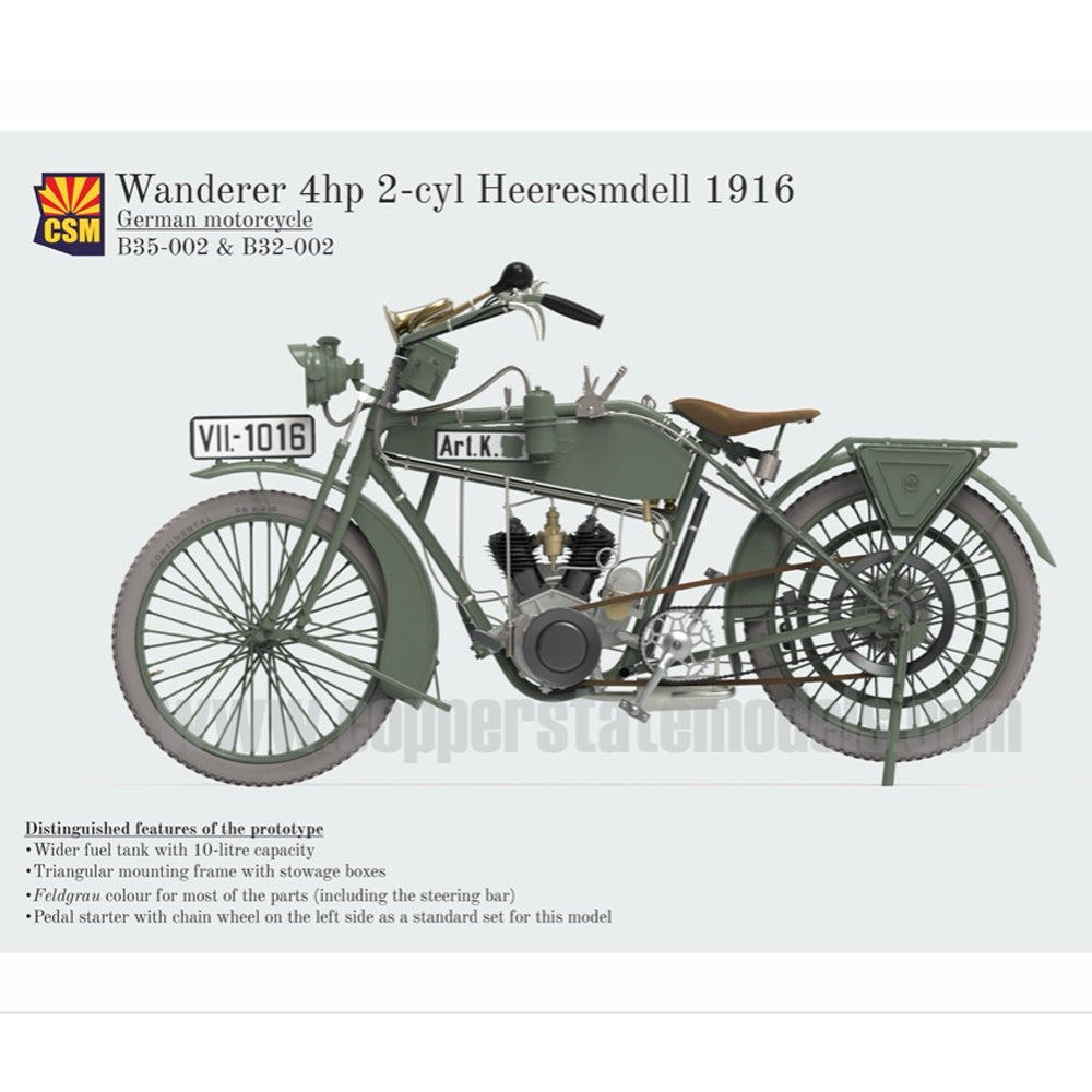 Copper State Models B35-002 Wanderer 4hp 2-Cyl Heeresmdell 1916 1:48 Model Kit