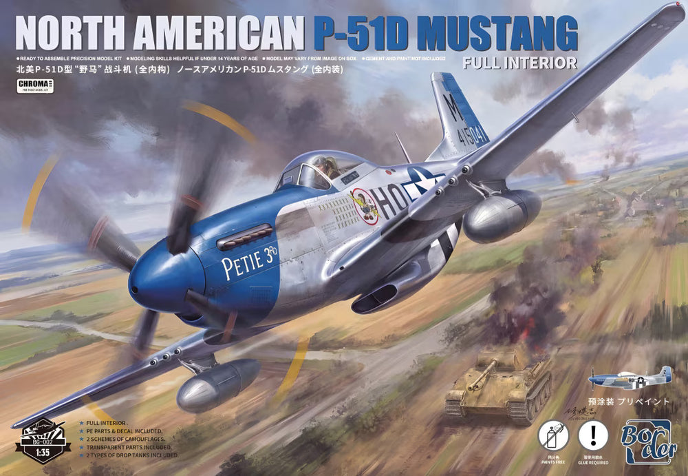 Border Model BG-002 North American P-51D Mustang Pre-Painted 1:35 Model Kit