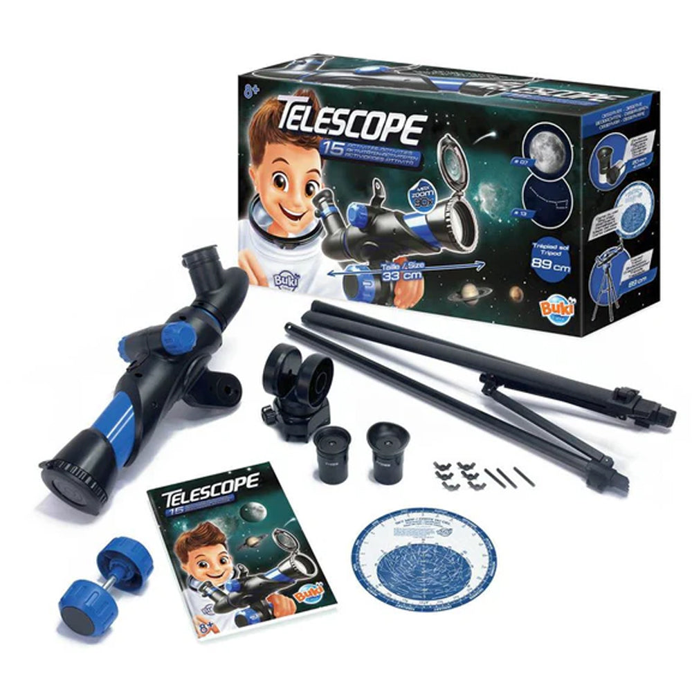 Buki Science: Telescope w/Optical Glass 15 Activity STEM Toy Set Age 8+