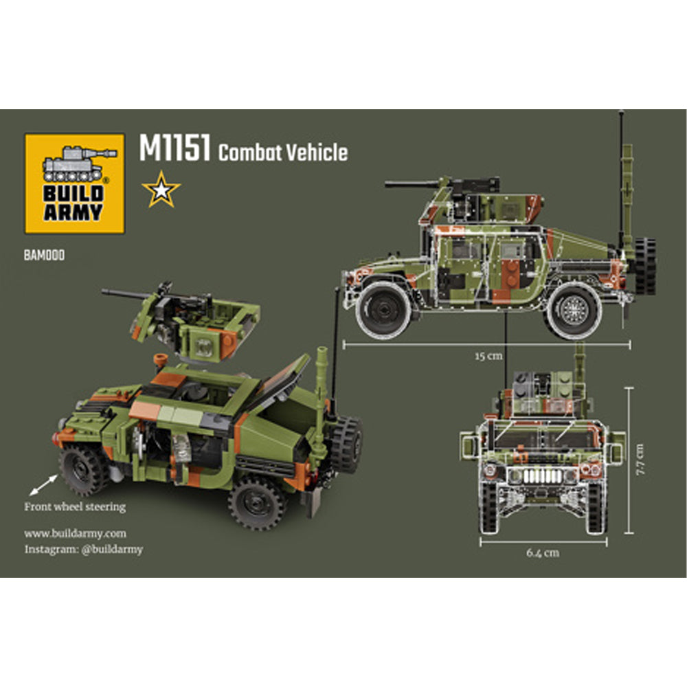 Build Army BM000 Humvee M1151 Combat Vehicle 1:33 Brick Model 355pcs