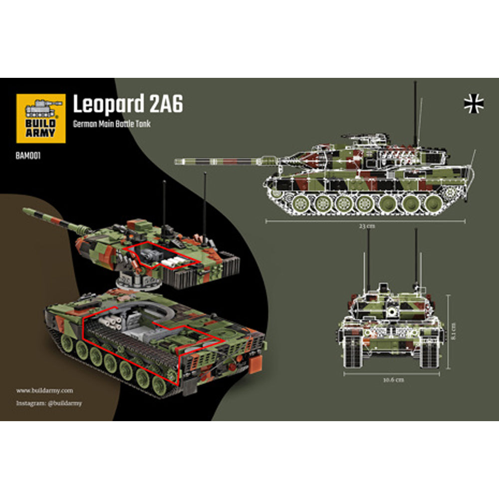 Build Army BM001 Leopard 2A6 Main Battle Tank 1:33 Brick Model 1400pcs