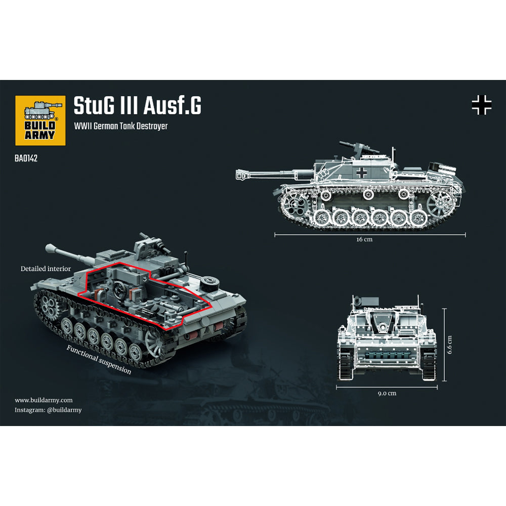 Build Army Stug III Ausf.G 1:33 Tank Brick Model 660pcs B0142