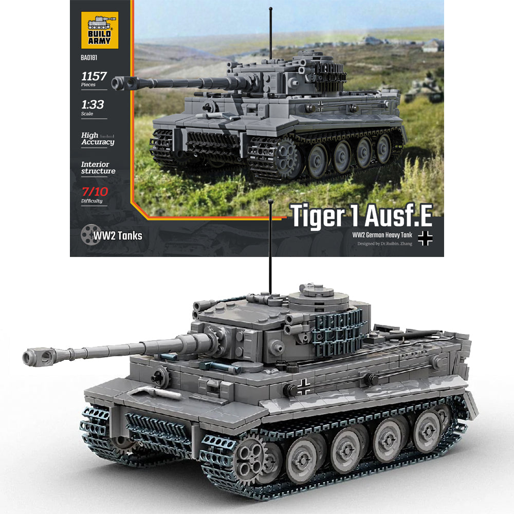 Build Army Tiger I Ausf.E 1:33 Tank Brick Model 1157pcs B0181