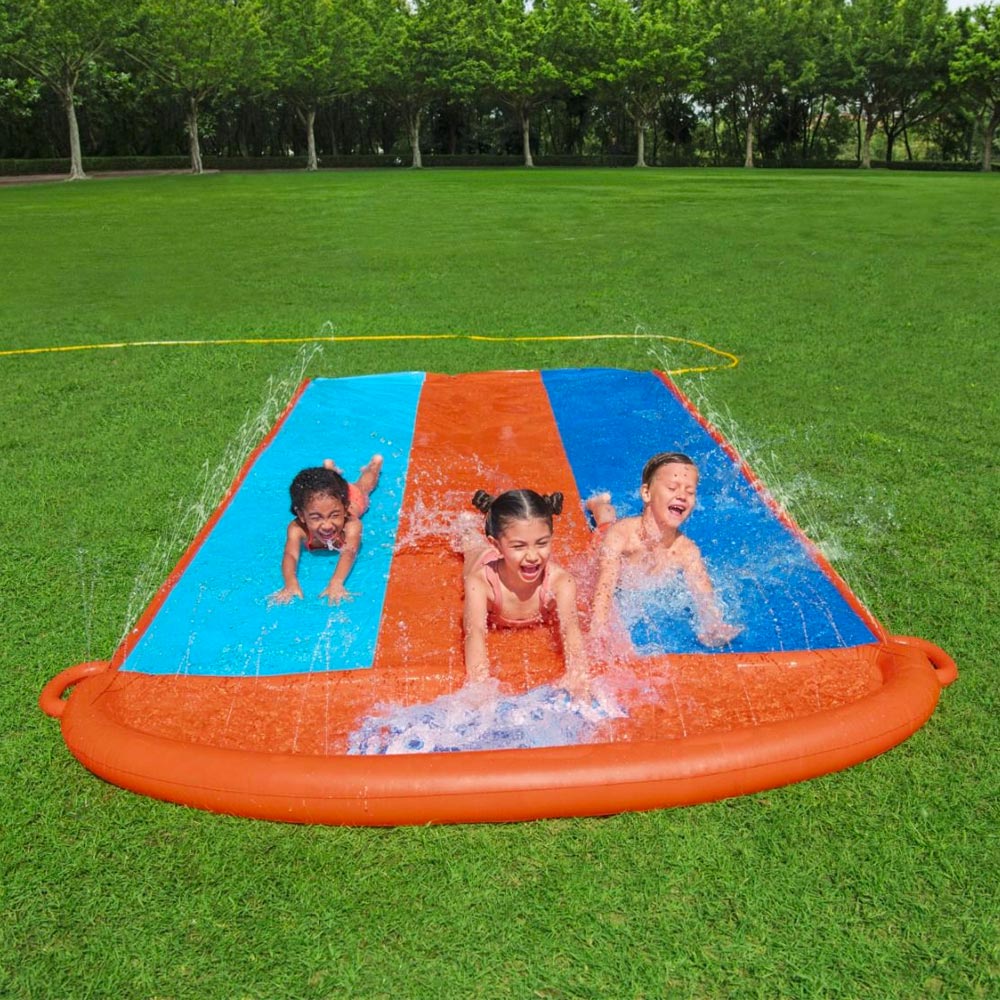 Bestway H2OGO! Triple 16ft Water Slide Extra Slippy Built in Sprinklers 52329