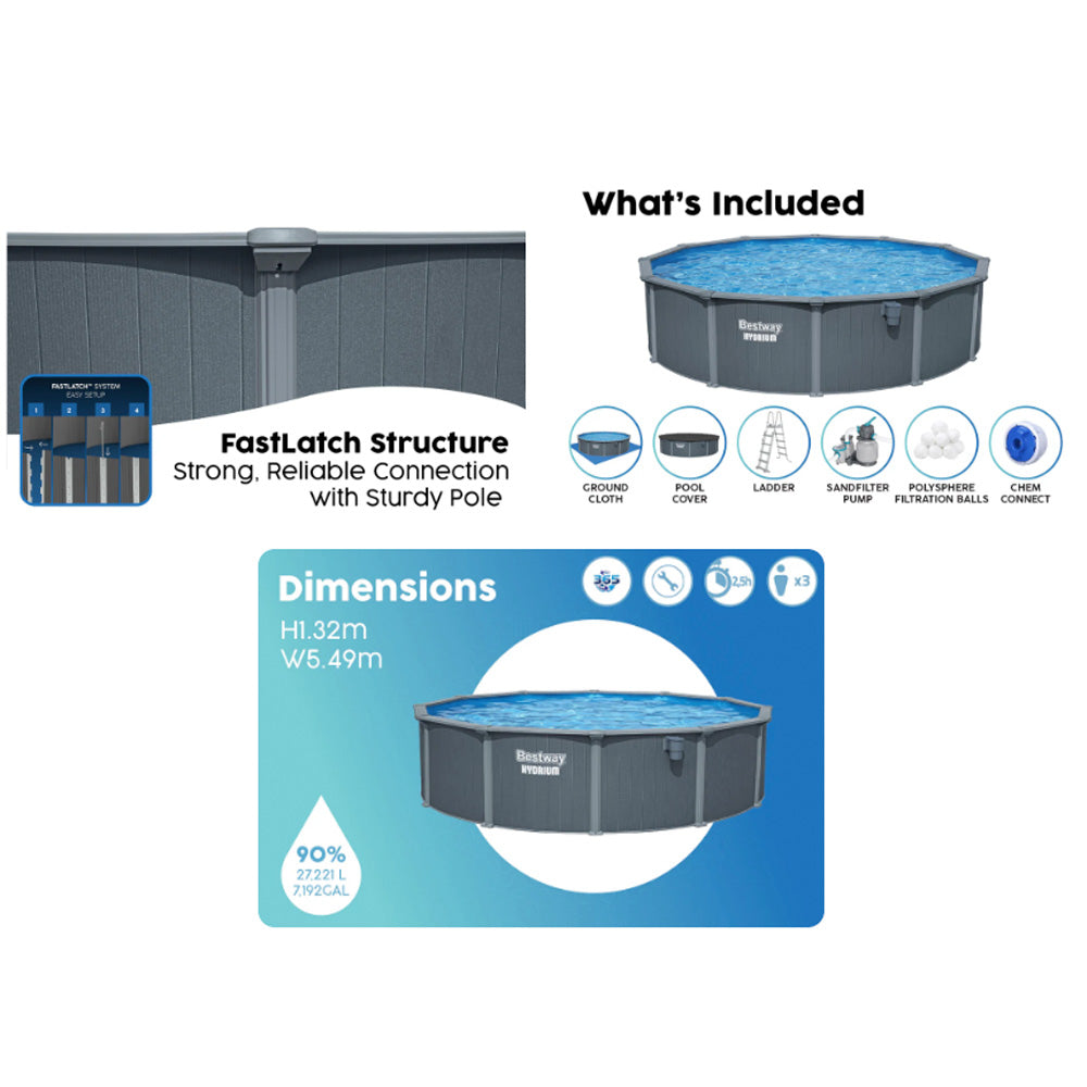 Bestway Hydrium 18ft Round Steel Pool Set