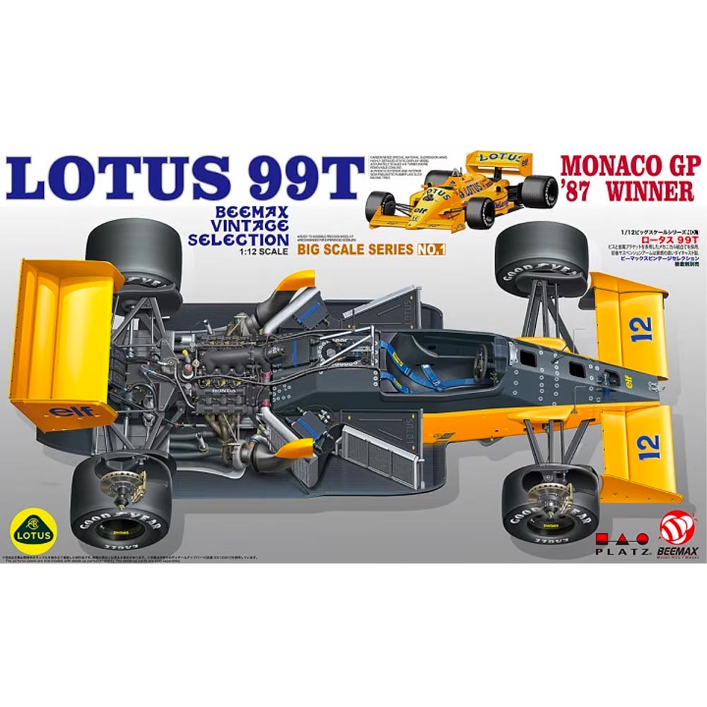 Beemax 12001 1987 Monaco GP Lotus 99T No.12 Ayrton Senna 1:12 Model Car Kit