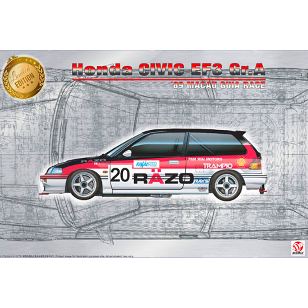 Beemax 24032 Honda Civic EF3 Gr.A 1989 Macau Guia Race #20 Razo 1:24 Model Kit