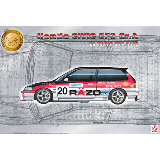 Beemax 24032 Honda Civic EF3 Gr.A 1989 Macau Guia Race #20 Razo 1:24 Model Kit