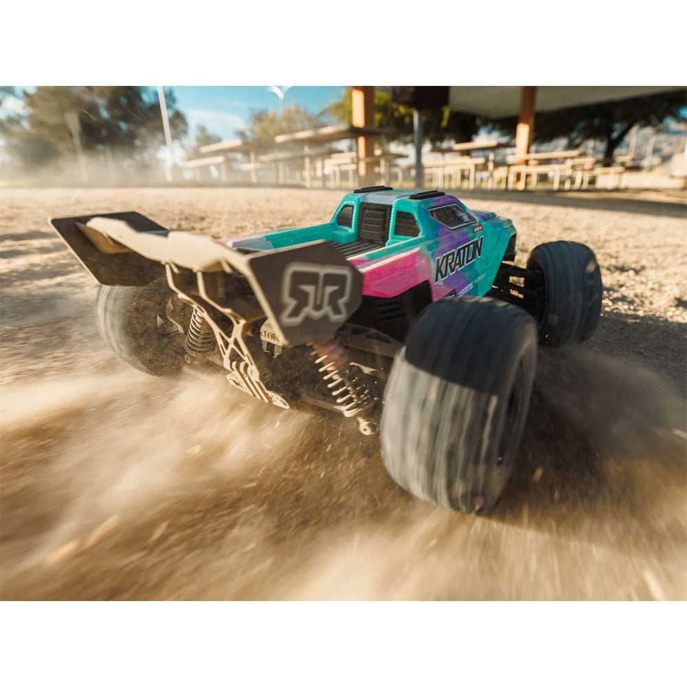 Arrma Mini Kraton 3S DSC 4x4 1:16 RTR RC Truck w/Battery & Charger - Teal/Pink
