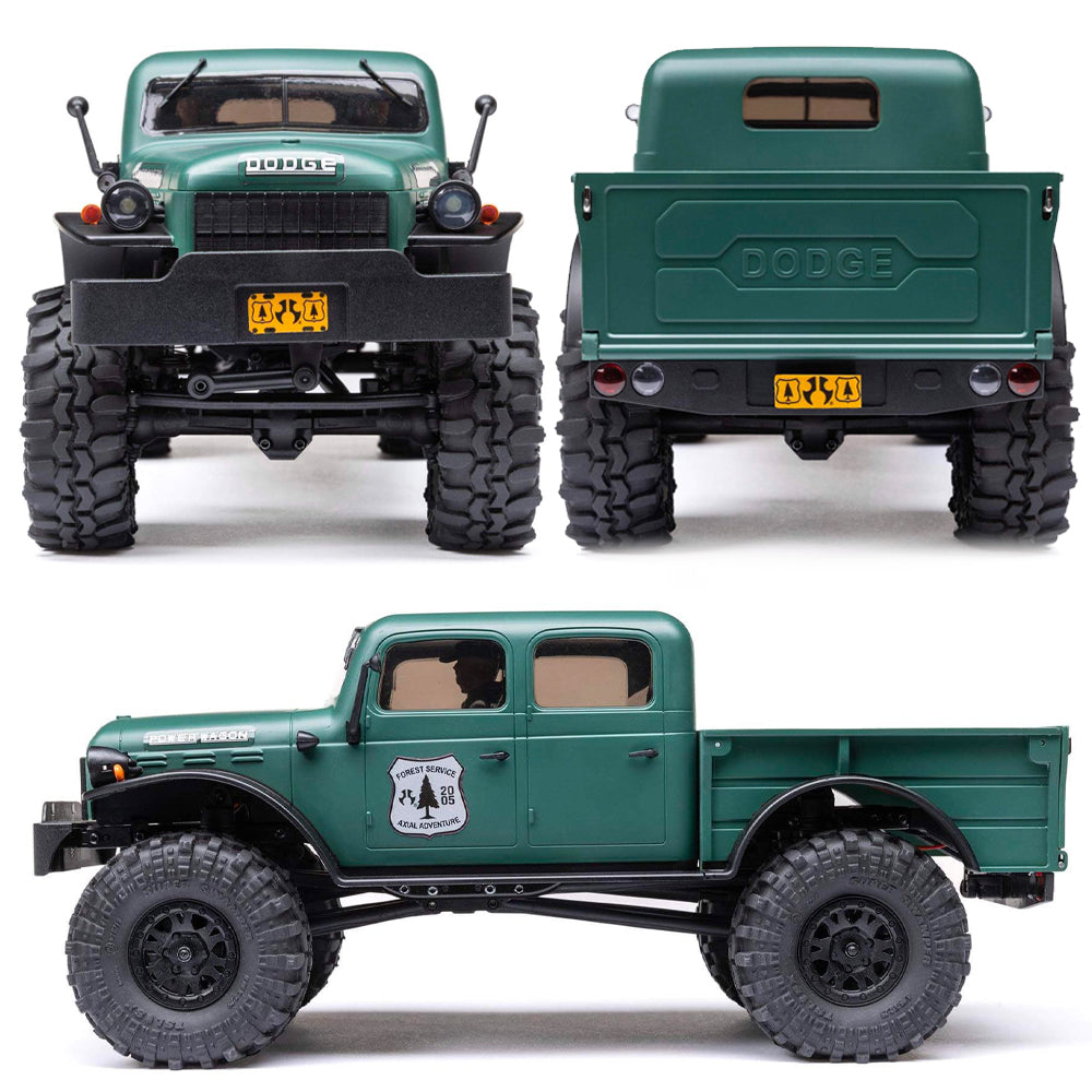 SCX24 Dodge Power Wagon 4WD 1:24 RTR Rock Crawler - Green AXI00007T2
