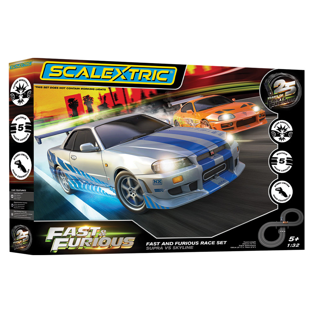 Scalextric C1465M Fast and Furious 25 Years - Supra vs R34 Skyline 1:32 Race Set
