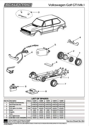 Scalextric C4625 Volkswagen Golf MK1 - Malcolm Jeffs Racing 1:32 Slot Car