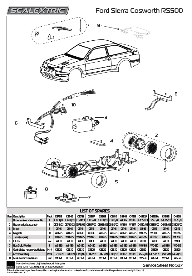 Scalextric C4628 Ford Sierra RS500 - YTCC Dan Brown 2024 1:32 Slot Car