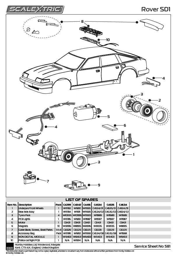 Scalextric C4634 Rover SD1 - BTCC 1984 - Andy Rouse 1:32 Slot Car