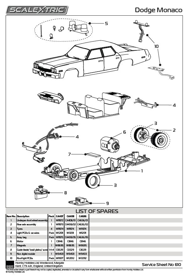 Scalextric C4636 Dodge Monaco NY State Police 1:32 Slot Car