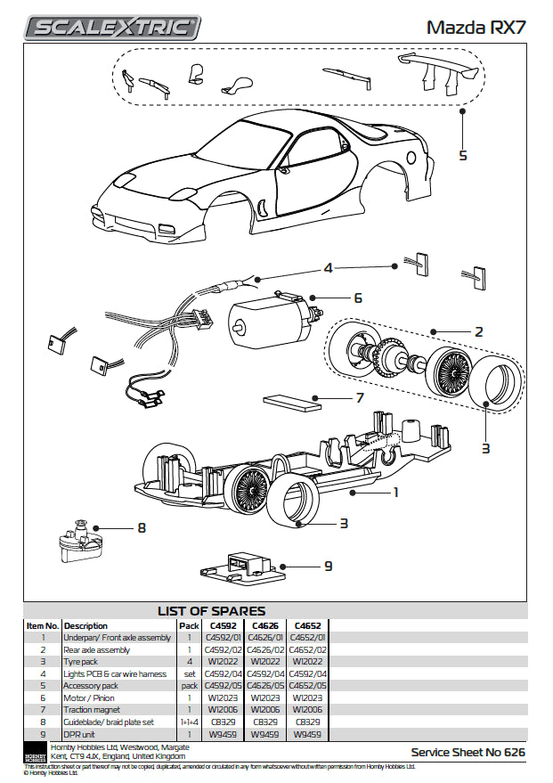 Scalextric C4652 Mazda RX7 FD - Bathurst 1994 1:32 Slot Car