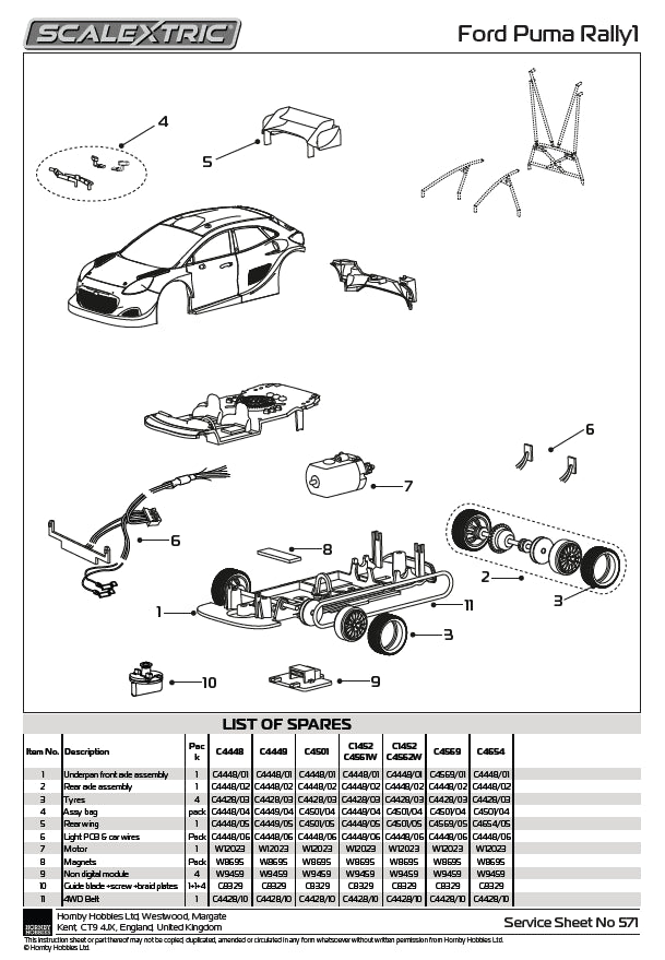 Scalextric C4654 Ford Puma Rally1 Monte Carlo 2025 1:32 Slot Car