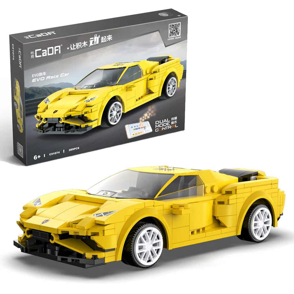 CaDA EVO Yellow Race Car RC Brick Model Age 6+ 289pcs 51074W
