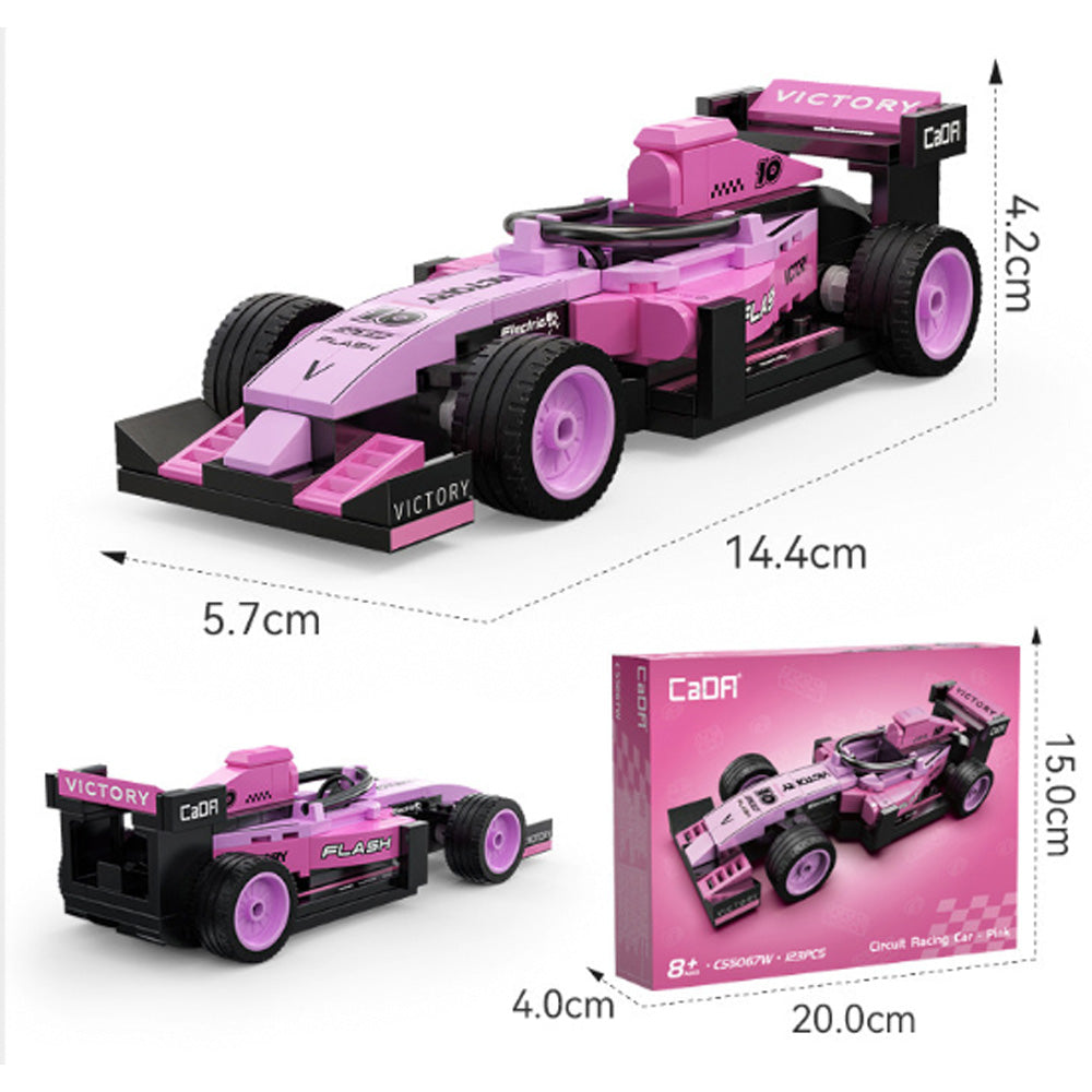 CaDA Pink Circuit Racing Car Brick Model 123pcs C55067W