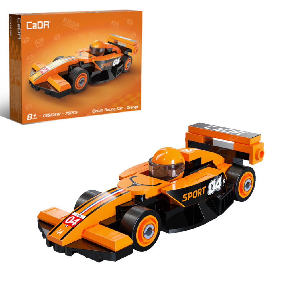 CaDA Mini Orange Circuit Racing Car Brick Model 70pcs C55103W