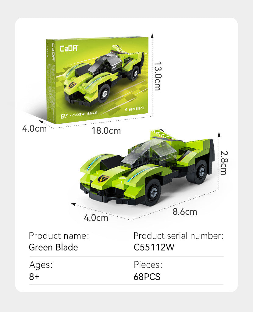CaDA Mini Green Blade Sports Car Brick Model 1:48 68pcs C55112W