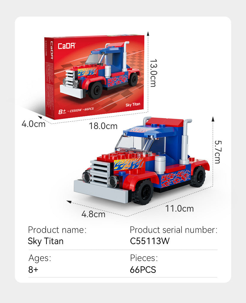 CaDA Mini Sky Titan Racing Truck Brick Model 1:48 66pcs C55113W