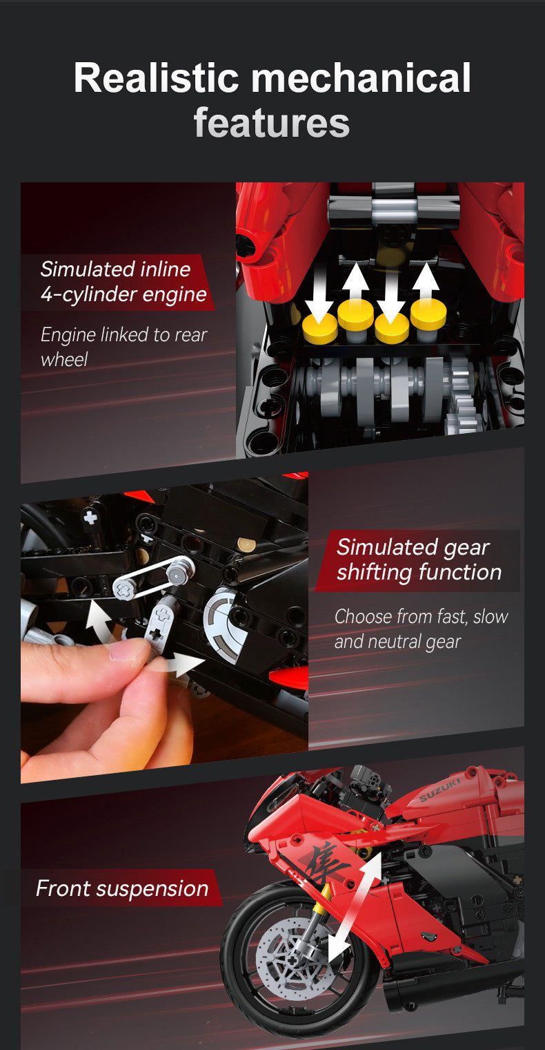 CaDA Suzuki Hayabusa Motorbike 1:6 Brick Model 1043pcs C64051W