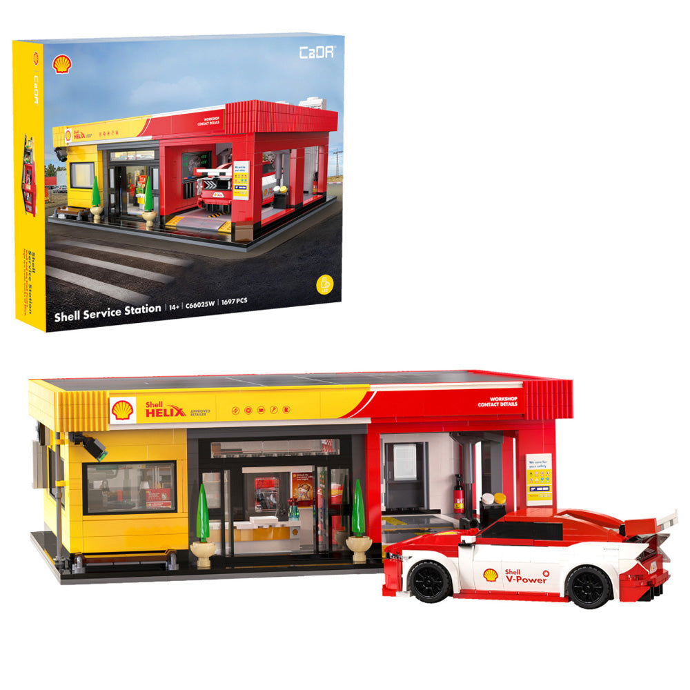 CaDA Shell Service Station with Car 1:24 Brick Model 1697pcs 66025W