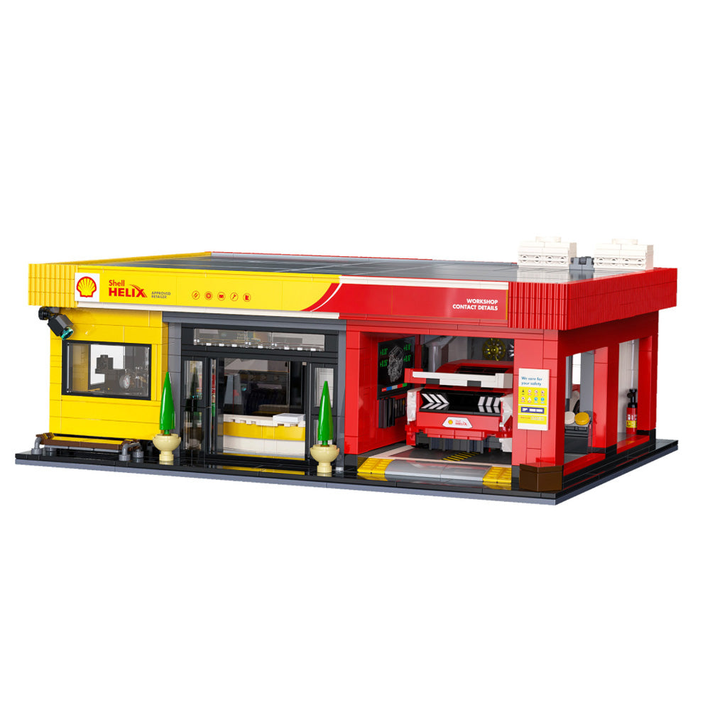 CaDA Shell Service Station with Car 1:24 Brick Model 1697pcs 66025W