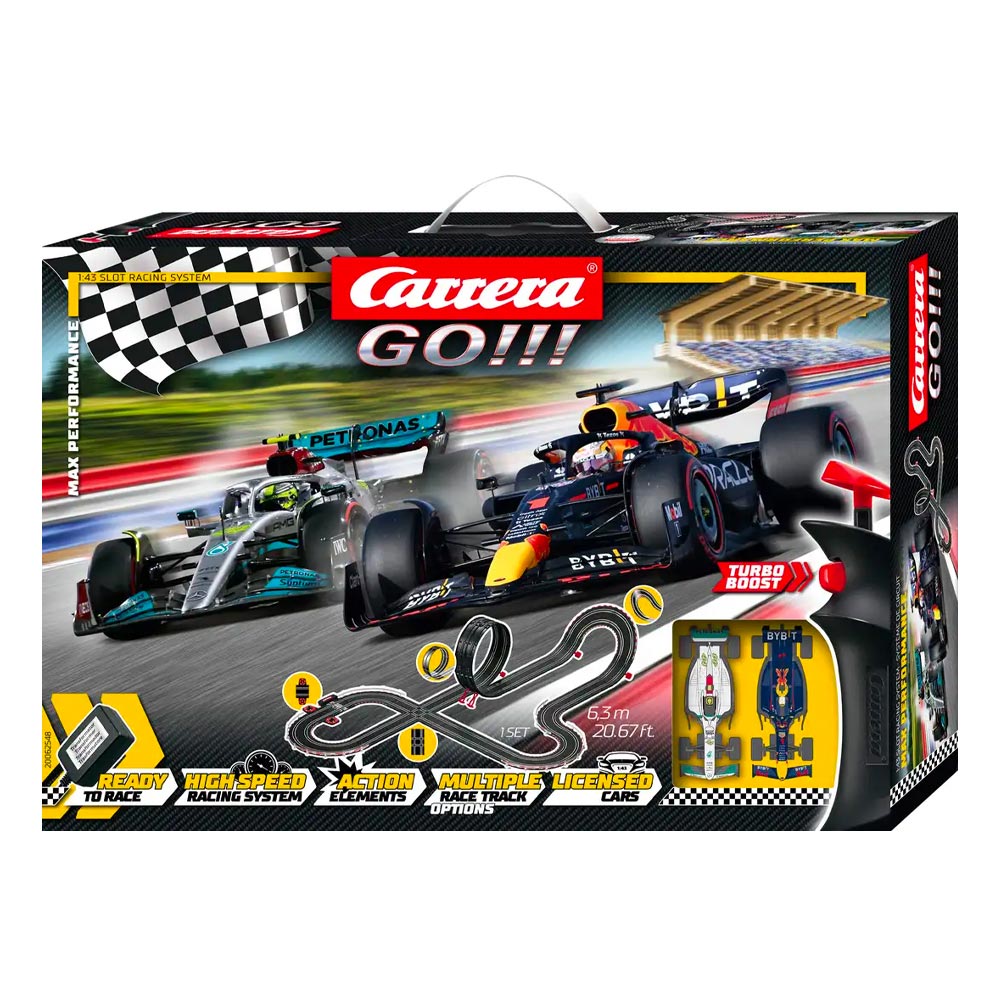 Carrera GO!!! Max Performance 2022 F1 Slot Car Set - Hamilton/Verstappen (6.3m)