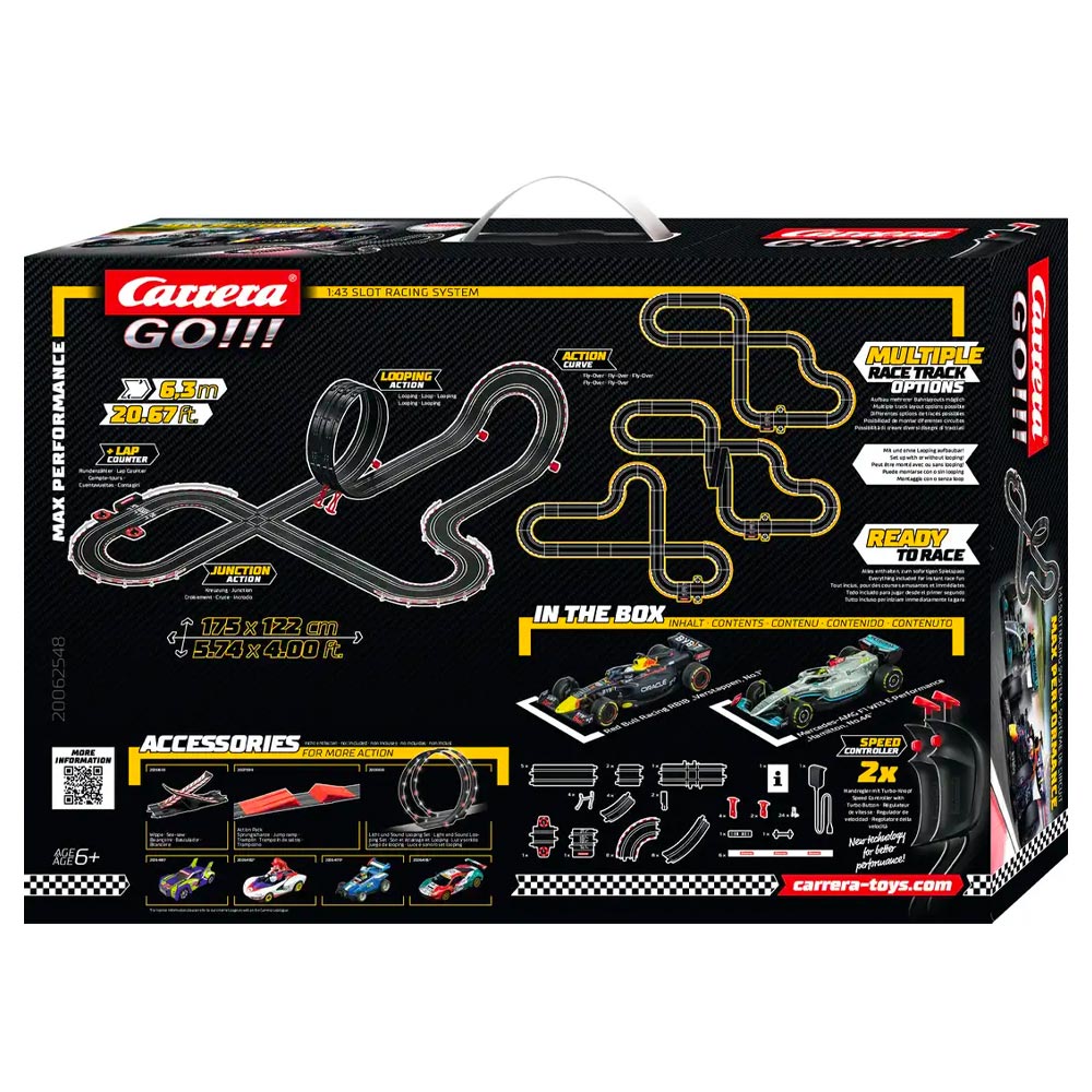 Carrera GO!!! Max Performance 2022 F1 Slot Car Set - Hamilton/Verstappen (6.3m)