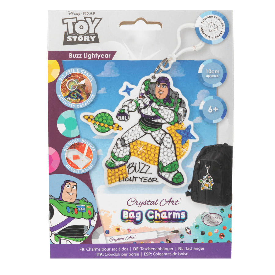 Disney: Buzz Lightyear Crystal Art Bag Charm Craft Kit Age 6+