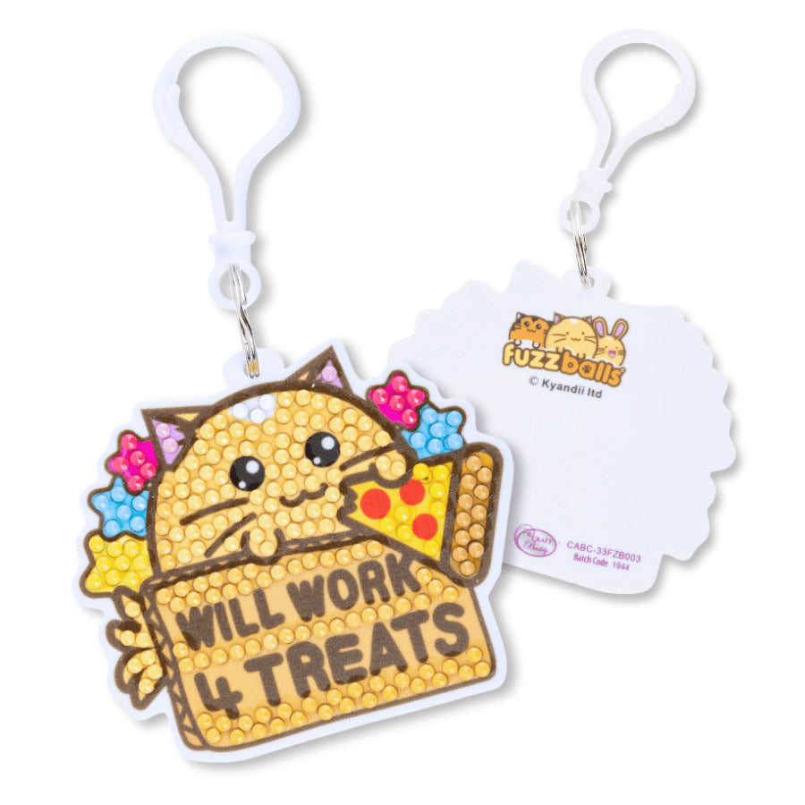 Will Work 4 Treats Crystal Art Bag Charm Craft Kit Age 6+