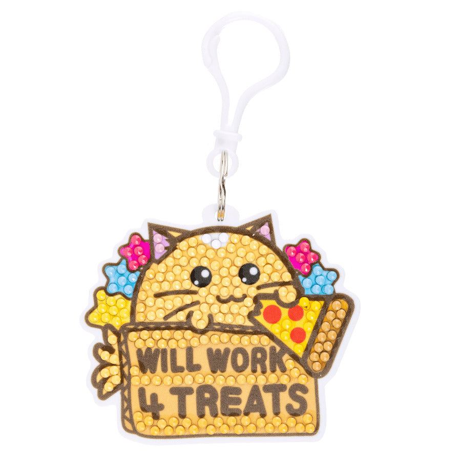 Will Work 4 Treats Crystal Art Bag Charm Craft Kit Age 6+