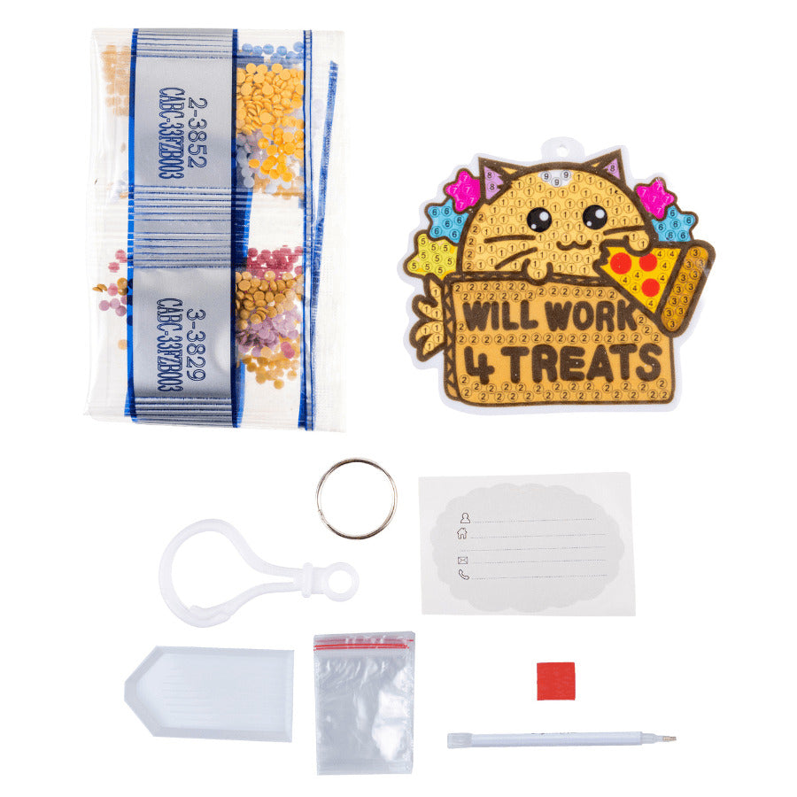 Will Work 4 Treats Crystal Art Bag Charm Craft Kit Age 6+