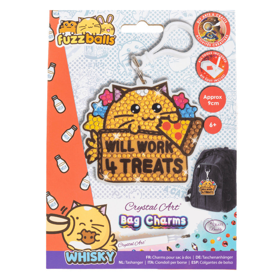 Will Work 4 Treats Crystal Art Bag Charm Craft Kit Age 6+