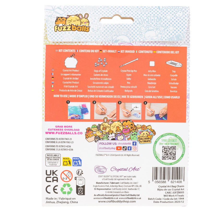 Will Work 4 Treats Crystal Art Bag Charm Craft Kit Age 6+