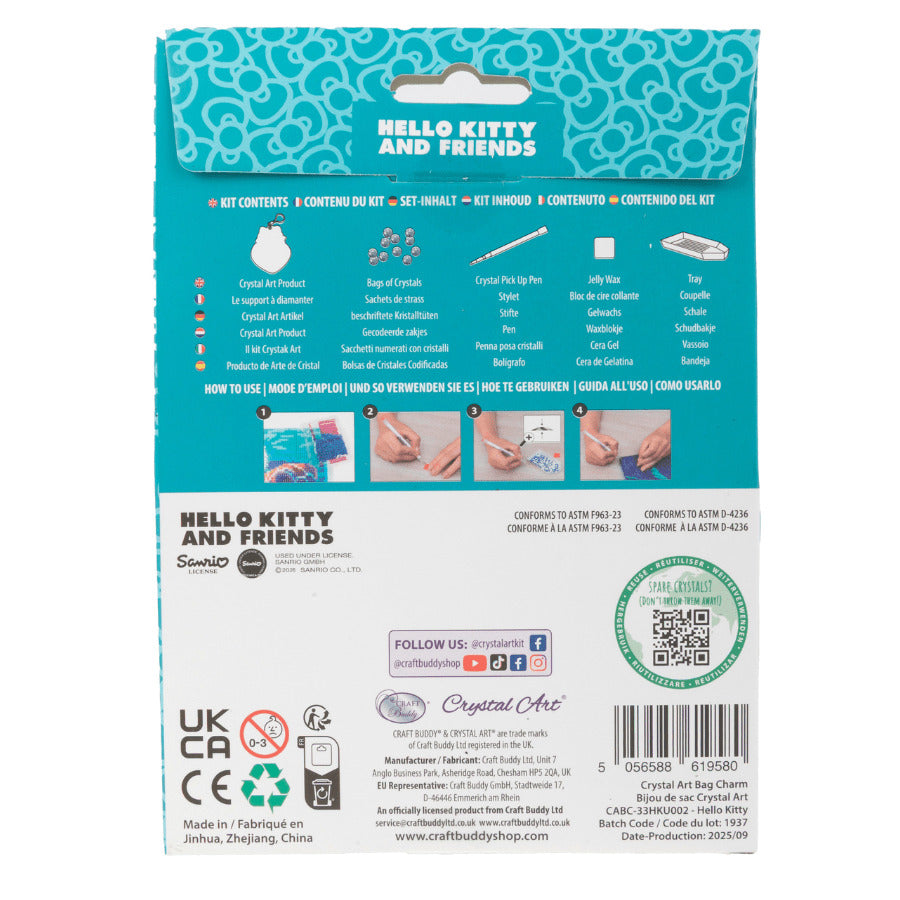 Hello Kitty: Hello Kitty Crystal Art Bag Charm Craft Kit Age 6+