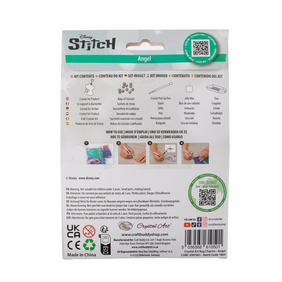Disney: Angel Crystal Art Bag Charm Craft Kit Age 6+