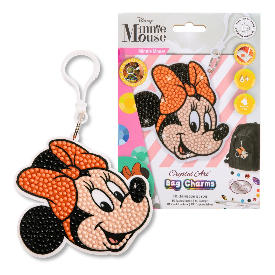 Disney: Minnie Mouse Crystal Art Bag Charm Craft Kit Age 6+