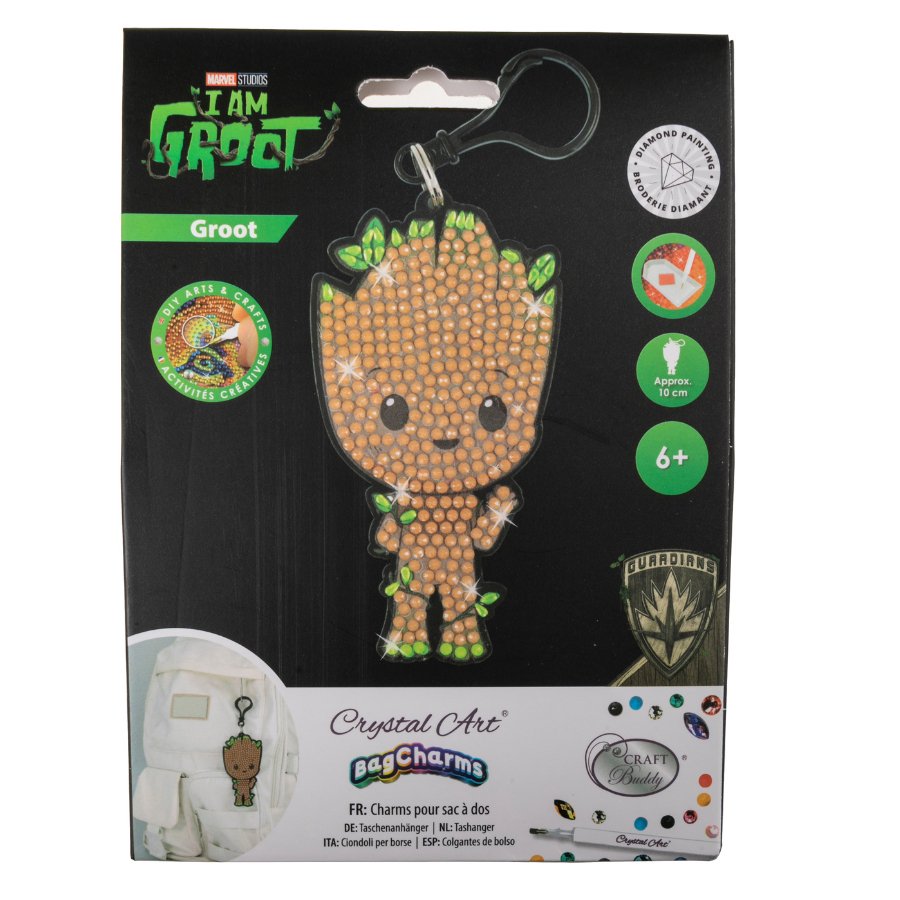 Marvel: Groot Crystal Art Bag Charm Craft Kit Age 6+