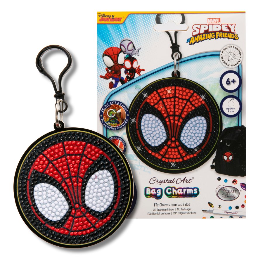 Marvel: Spider-Man Crystal Art Bag Charm Craft Kit Age 6+