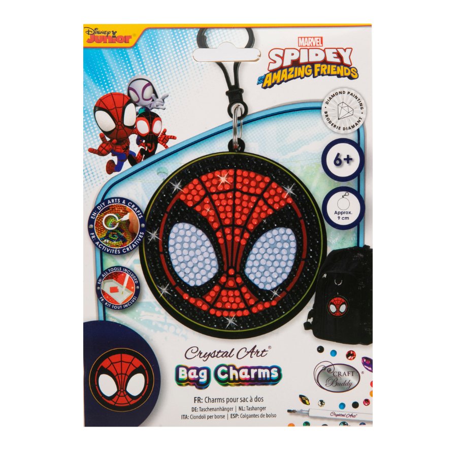 Marvel: Spider-Man Crystal Art Bag Charm Craft Kit Age 6+
