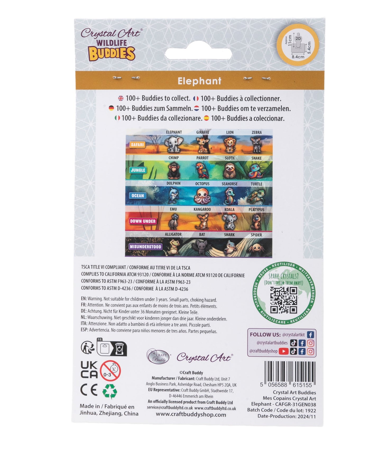Elephant Crystal Art Buddy Craft Kit Age 6+