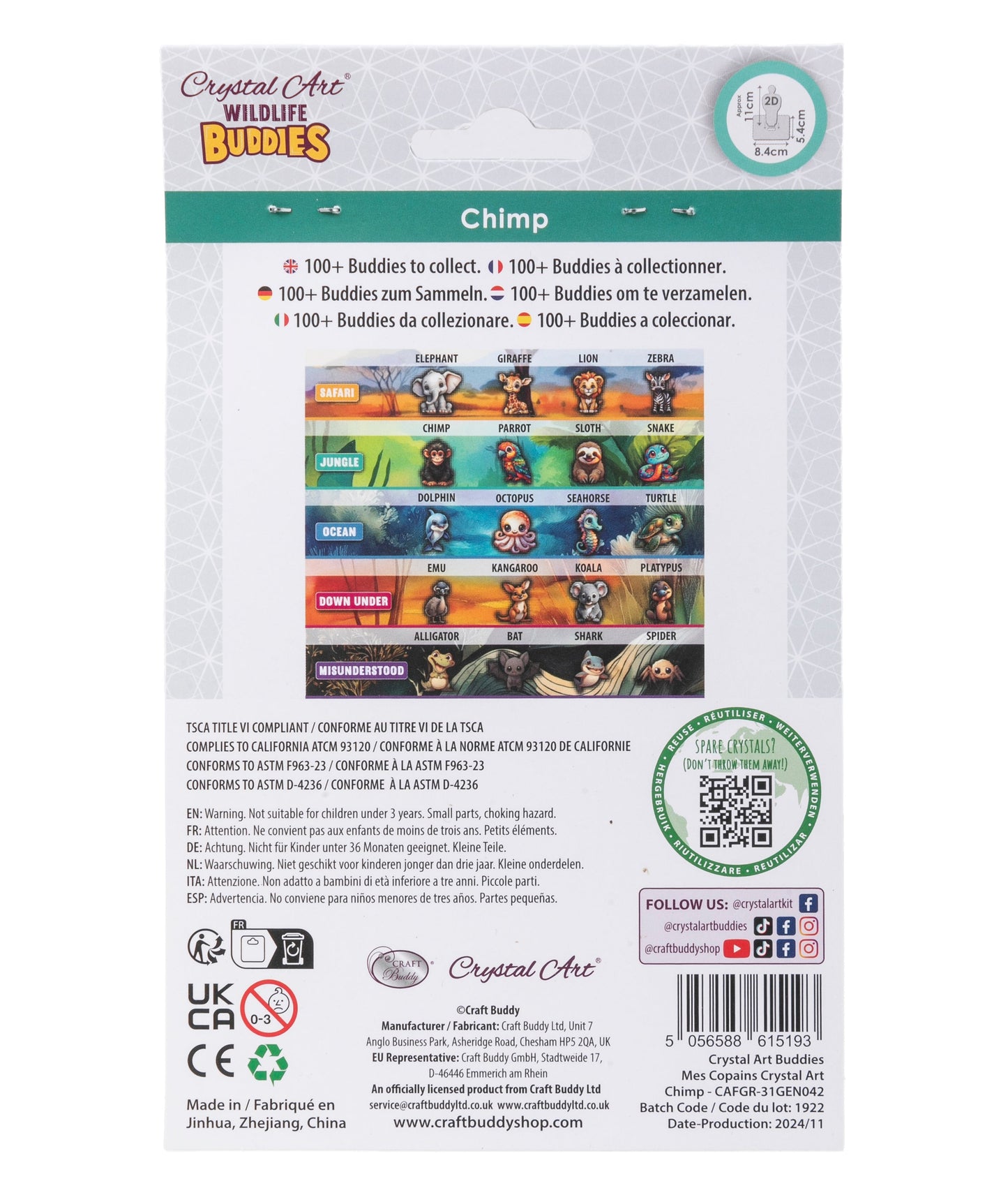 Chimp Crystal Art Buddy Craft Kit Age 6+